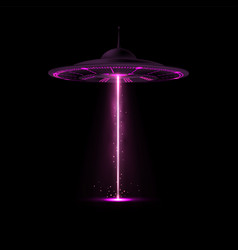 Realistic Alien Spaceship Ufo With Purple