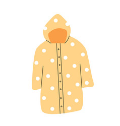 Yellow Cute Polka Dot Raincoat On White Background