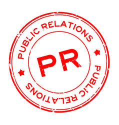 Grunge Red Pr Public Relations Word Round Rubber