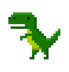 Pixel Art Dinosaur Icon Isolated On White