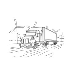 A Vintage Truck Line Art Nice Sketch Drawing