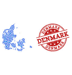 Mosaic Map Of Denmark With Linked Dots