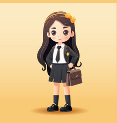 Cartoon Schoolgirl In A School Uniform