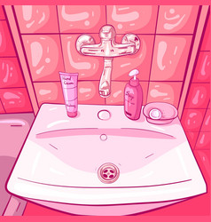 Conceptual Art Of A Pink Sink In A Pretty Bathroom