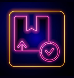 Glowing Neon Carton Cardboard Box Icon Isolated