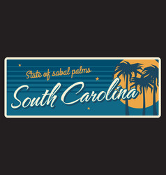 South Carolina State Plate With Palm Trees