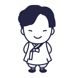 Cute South Korean Man With Hanbok Character Stroke