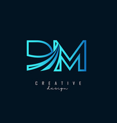 Outline Blue Letters Dm D M Logo With Leading