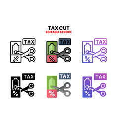 Tax Cut Icon Set With Different Styles