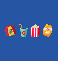 Bright Cinema Snack Element On Blue Background