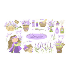 Lavender Set Flat Design Of