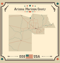 Vintage Map Of Maricopa County In Arizona Usa