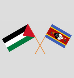 Crossed Flags Of Palestine And Eswatini Official