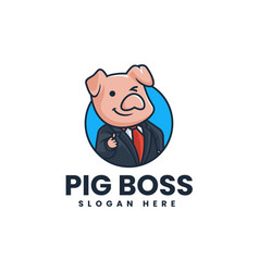 Logo Pig Boss Mascot Cartoon Style