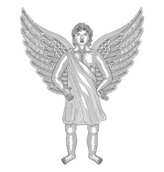 Young Angel Standing Vintage Engraving Drawing St