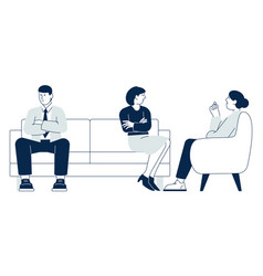 Couple Therapy Man And Woman Sit On Sofa