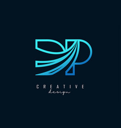 Outline Blue Letters Dp D P Logo With Leading