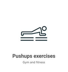 Pushups Exercises Outline Icon Thin Line Black