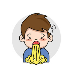 Sick Boy Vomiting Cartoon