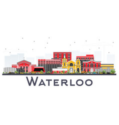 Waterloo Iowa Skyline With Color Buildings