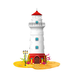 Cartoon Sunken Lighthouse Underwater House Home