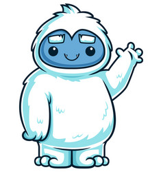 Yeti Monster Waving Hello Cartoon Clip Art