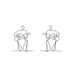 Continuous Line Drawing Of Two People Playing