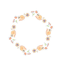 Cute Frame With Snail And Flowers Infant Summer