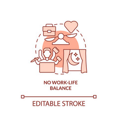 No Work Life Balance Red Concept Icon