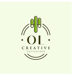 Ol Initial Letter Green Cactus Logo