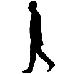 Black Silhouette A Man Walking Side View