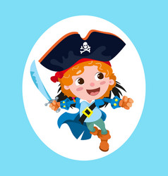 Cute Pirate In Hat In Cartoon Style Character