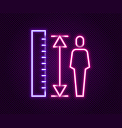 Glowing Neon Line Measuring Height Body Icon