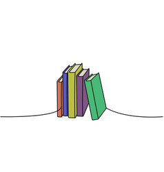 Stack Of Books One Line Colored Continuous Drawing