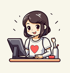 A Cute Girl Using Laptop