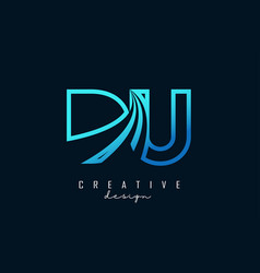 Outline Blue Letters Du D U Logo With Leading