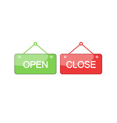 Plate Open Close Icon Shop Sign On Isolated White