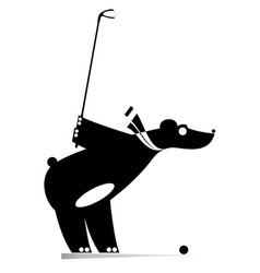 Cartoon Bear Plays Golf