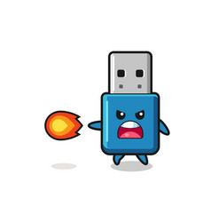 Cute Flash Drive Usb Mascot Is Shooting Fire Power