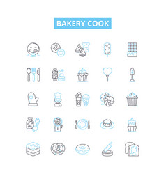 Bakery Cook Line Icons Set Baker Cook