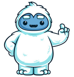 Cute Yeti Monster Pointing Up Cartoon Clip Art