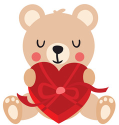 Loving Teddy Bear Holding A Heart-shaped Gift