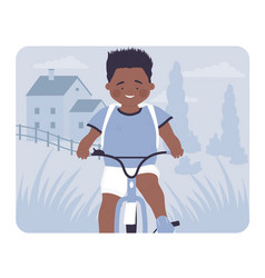 Smiling Boy Riding Bicycle