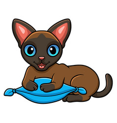 Cute Tonkinese Cat Cartoon On The Pillow