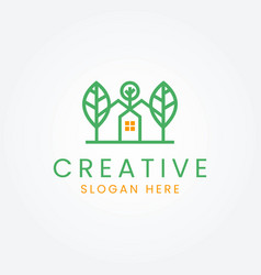 Green Farm House Vintage Logo Design Templa