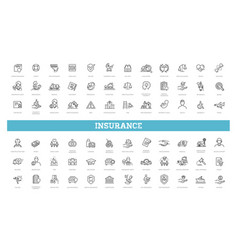 Insurance Icon Thin Line Set Support Services