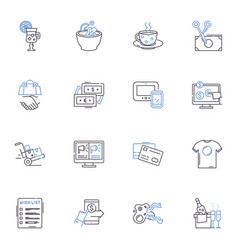 Supermarket Visit Line Icons Collection Groceries