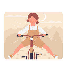 Excited Girl Riding Bicycle