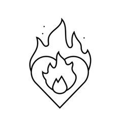 Heart On Fire Line Icon