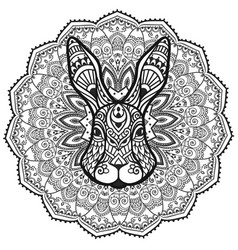 Rabbit Head Mandala Coloring